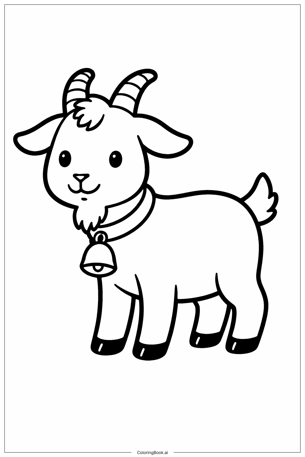  Página para colorear de Cabra con Campana 