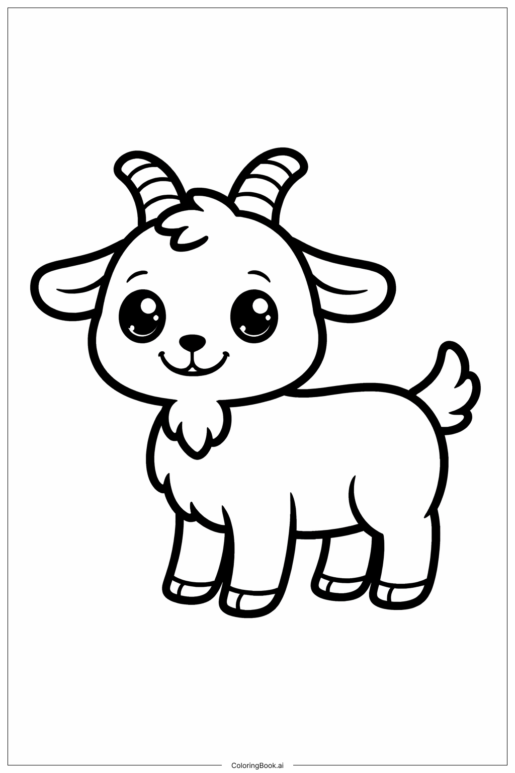  Página para colorear de Cabra con ojos grandes 