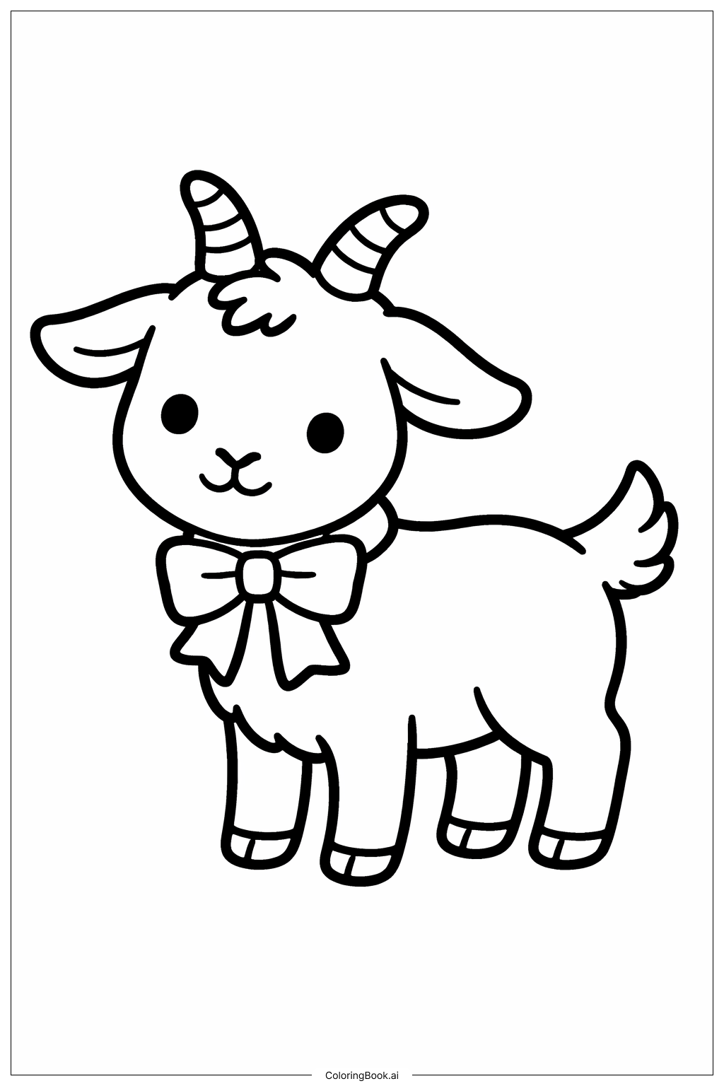  Página para colorear de Cabra con Lazo 