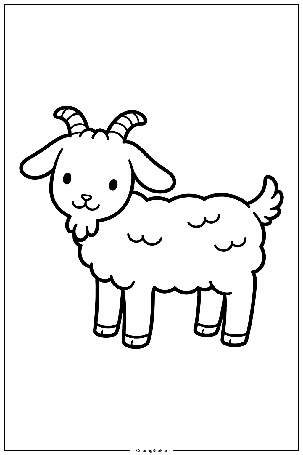  Página para colorear de Cabra con pelaje rizado 