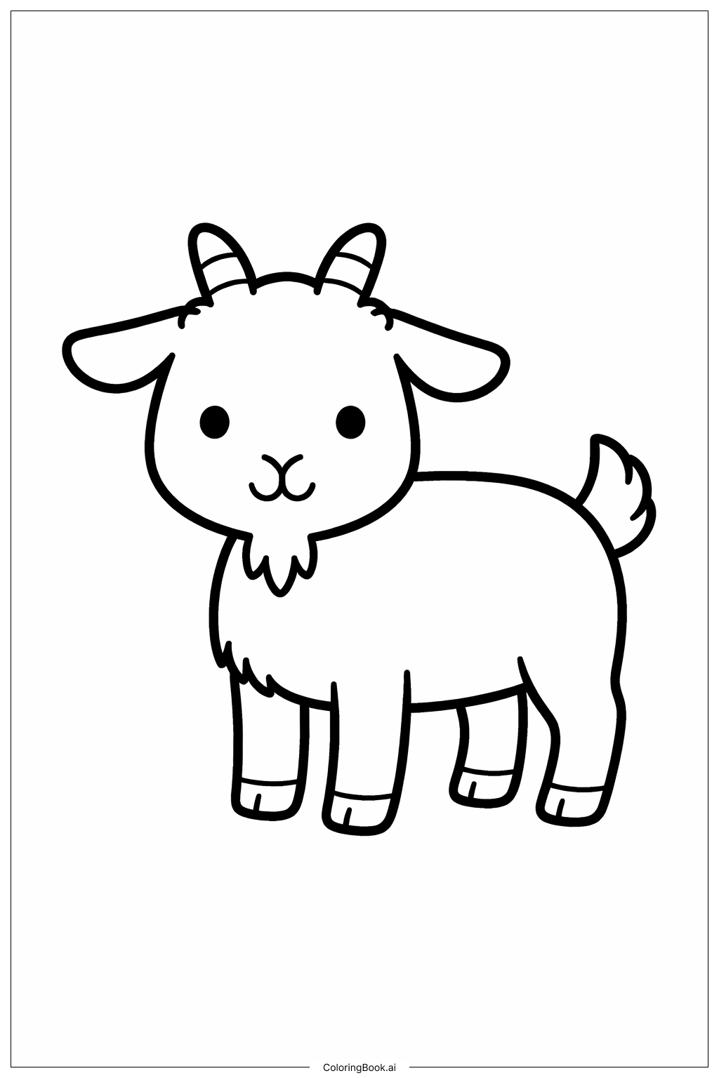  Página para colorear de Cabra con cuernos simples 