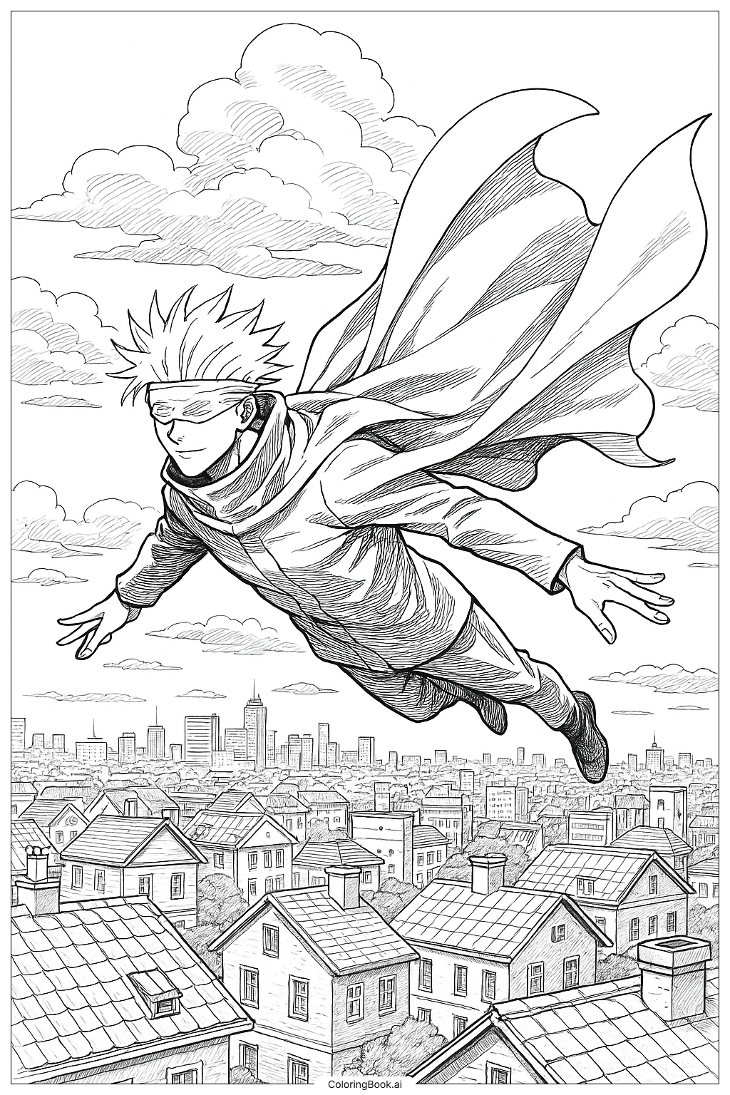  悟空作为超级英雄填色页 