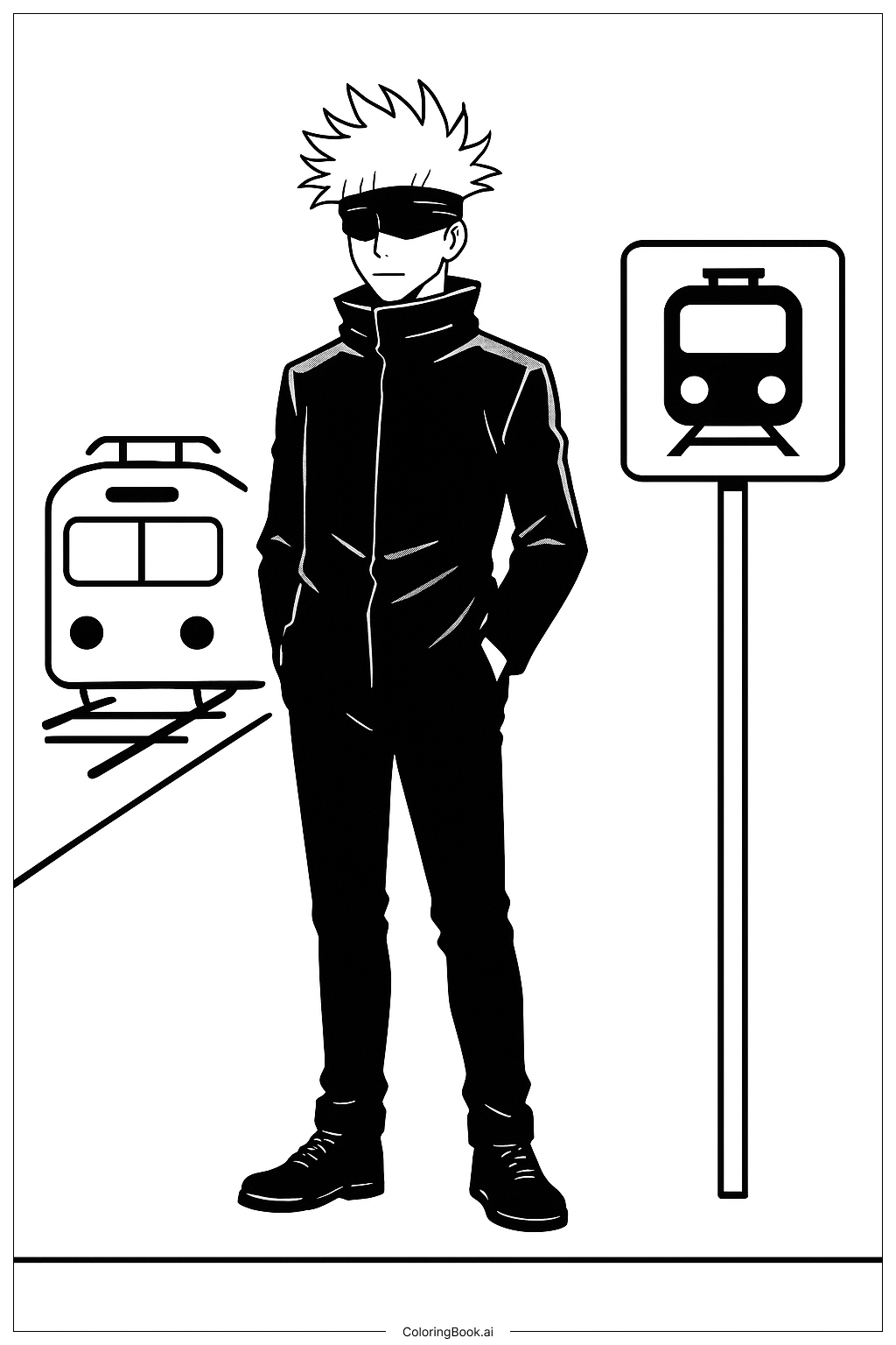  五条站火车站填色页 