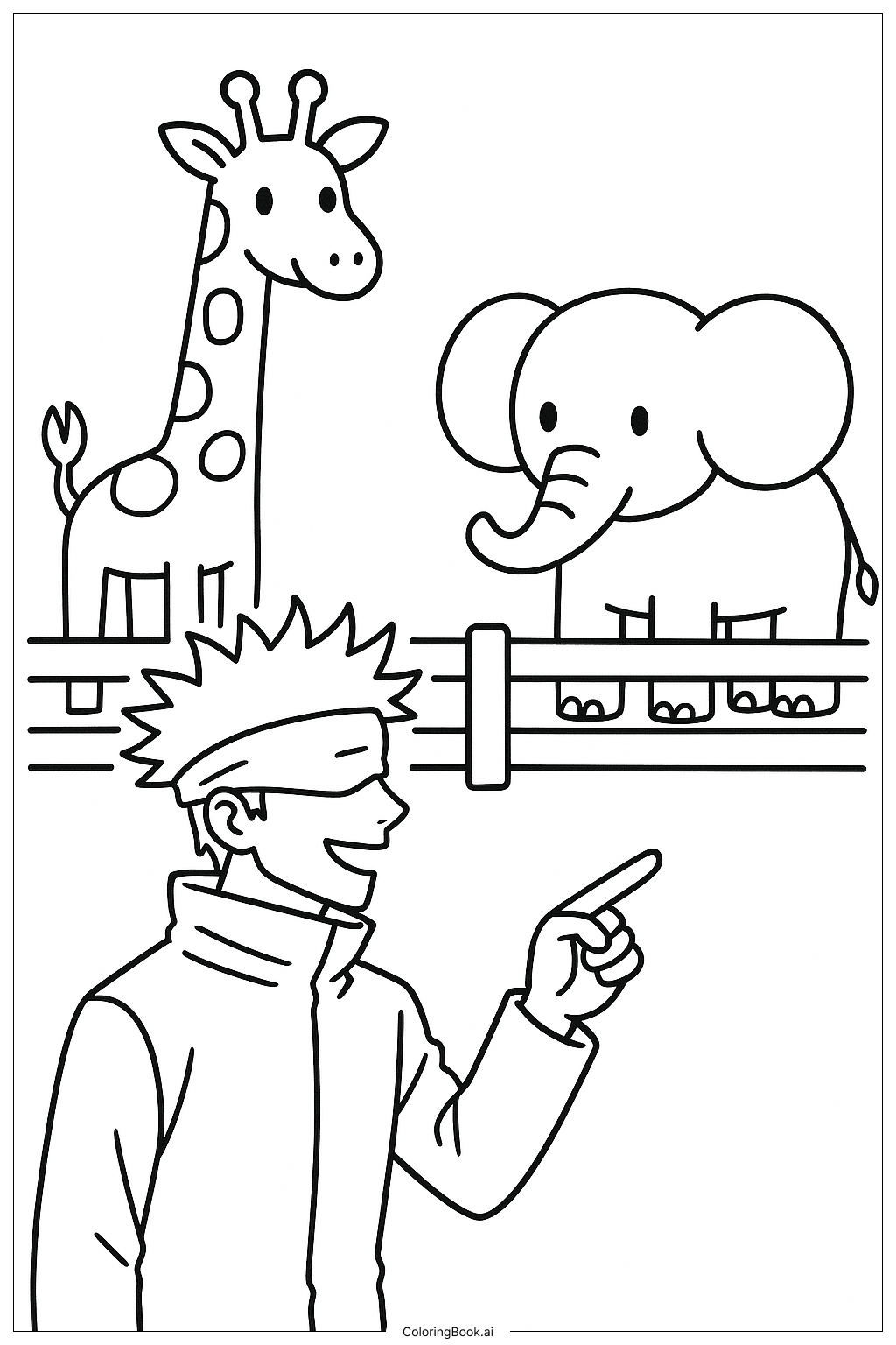  五条在动物园填色页 
