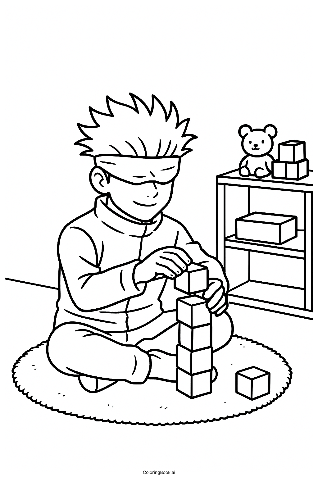  五条积木填色页 