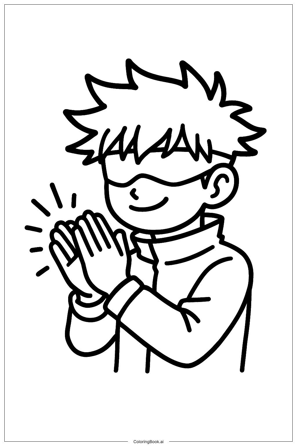Página para colorear de Gojo Aplaudiendo