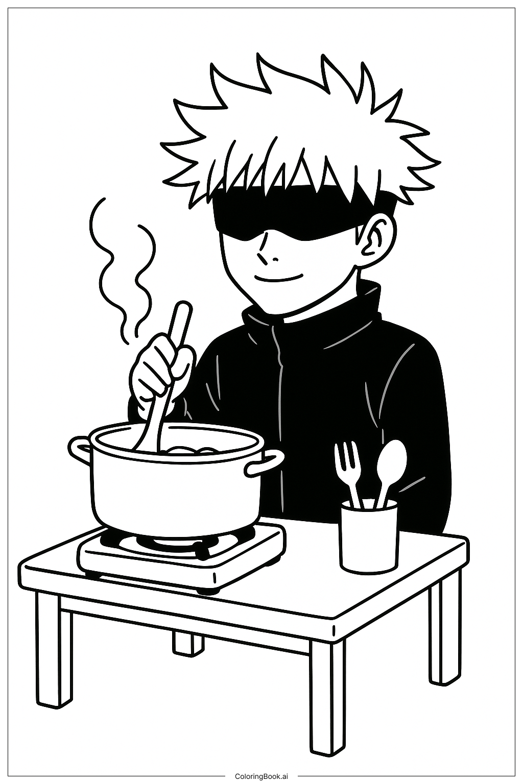  五条做饭 简单餐点填色页 