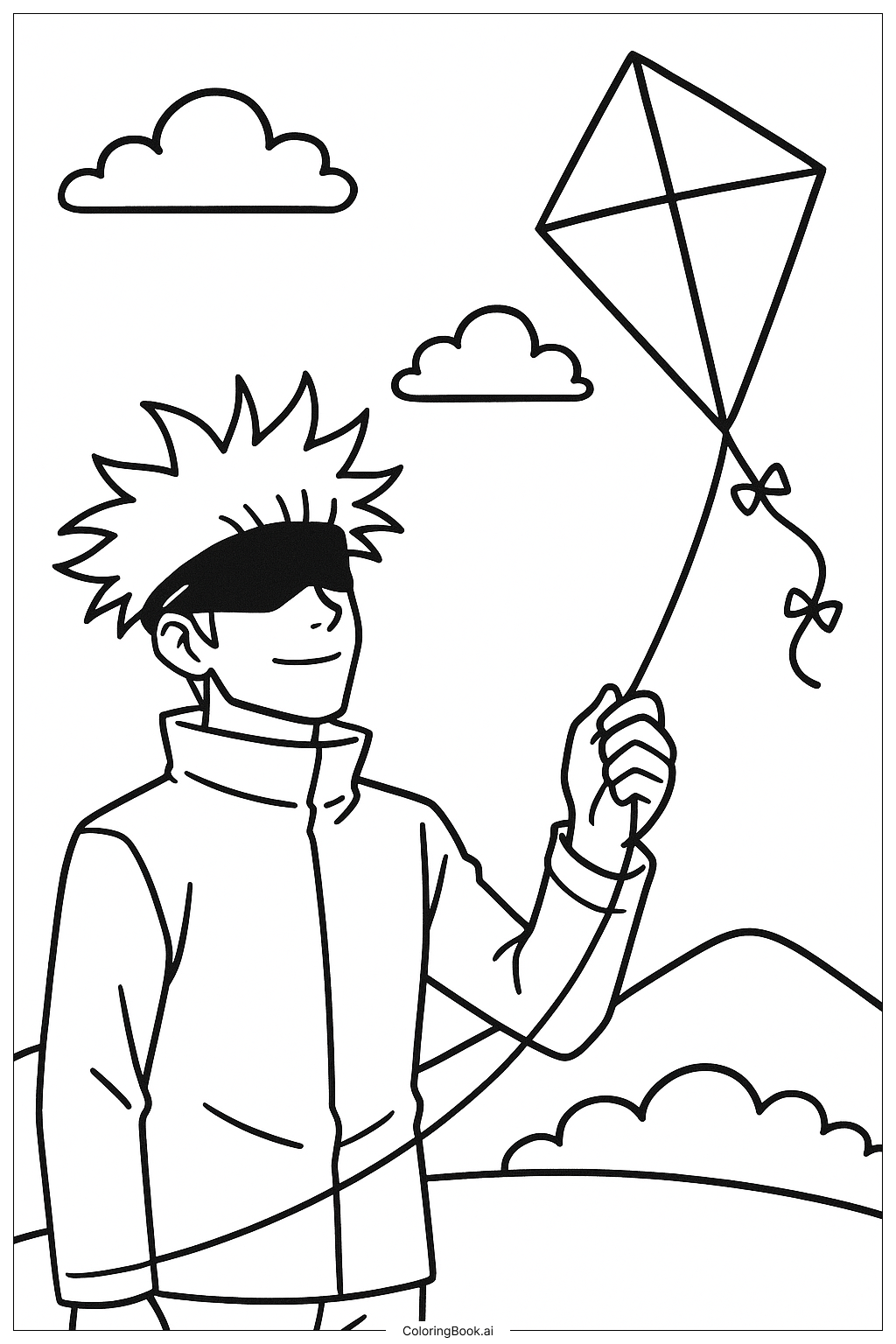  五条飞风筝填色页 