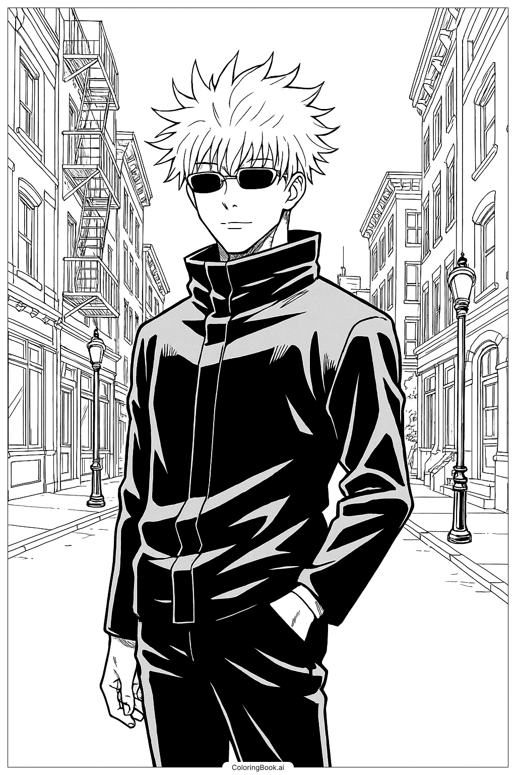  城市景观中的五条填色页 