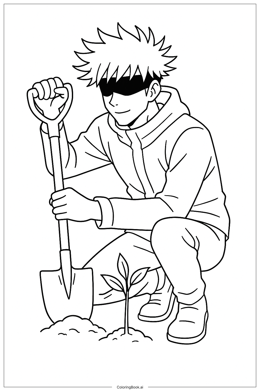  五条种树填色页 