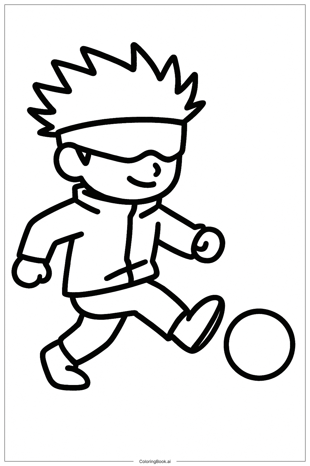  五条玩球填色页 