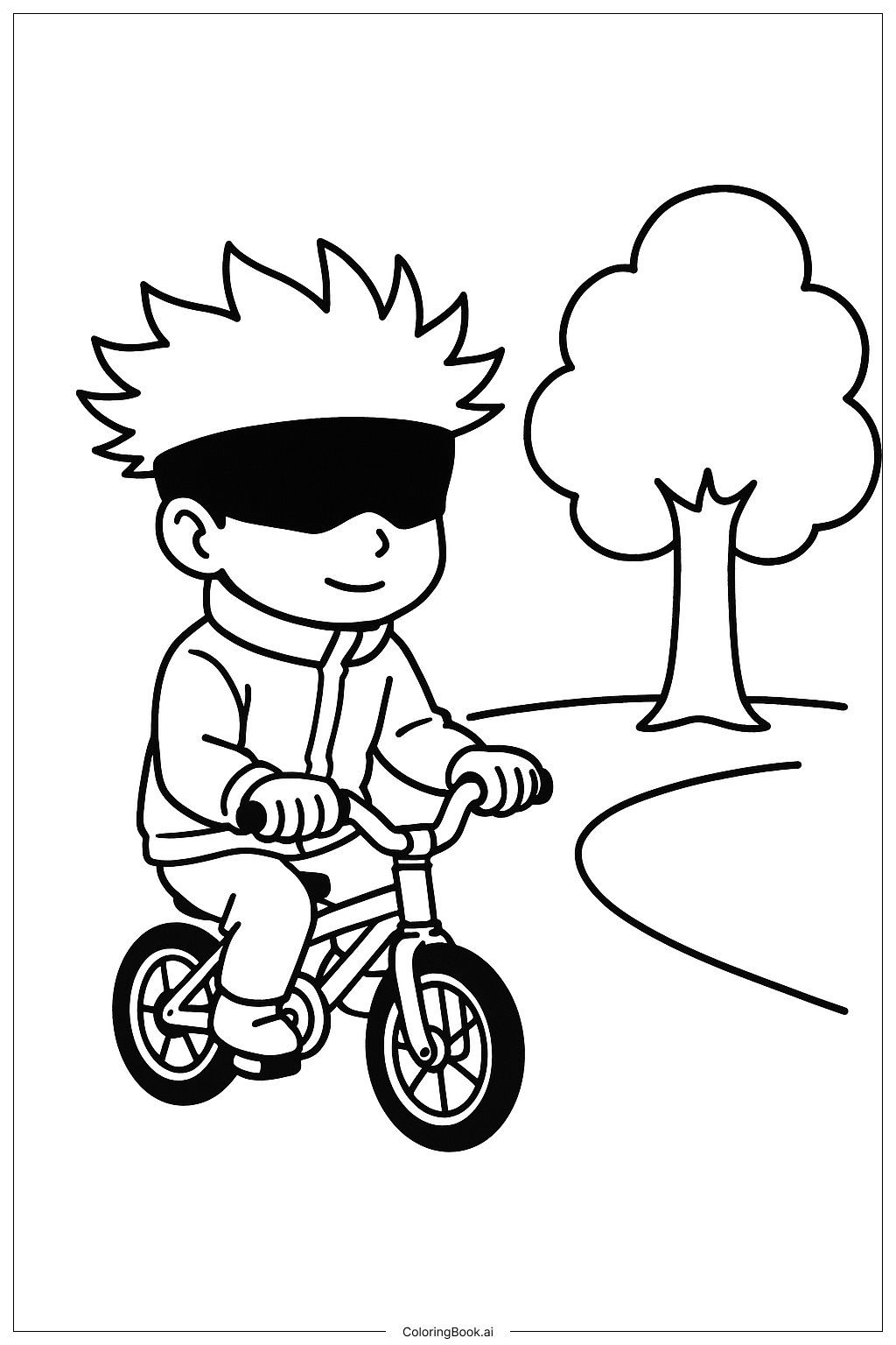  五条骑自行车填色页 