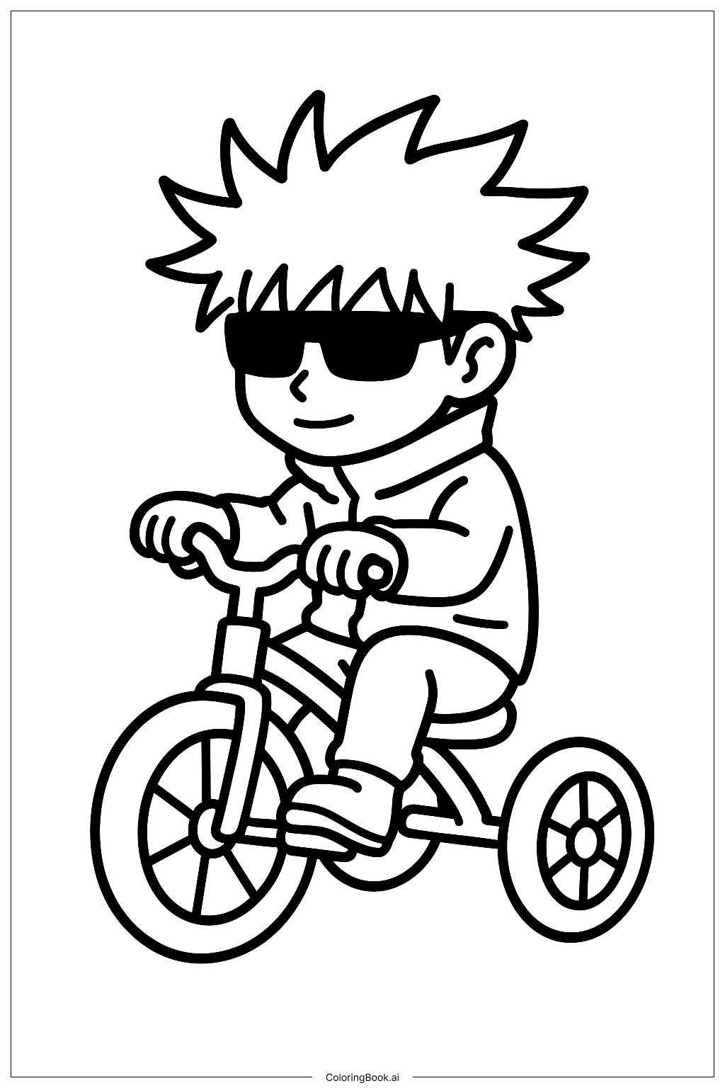  五条骑自行车填色页 