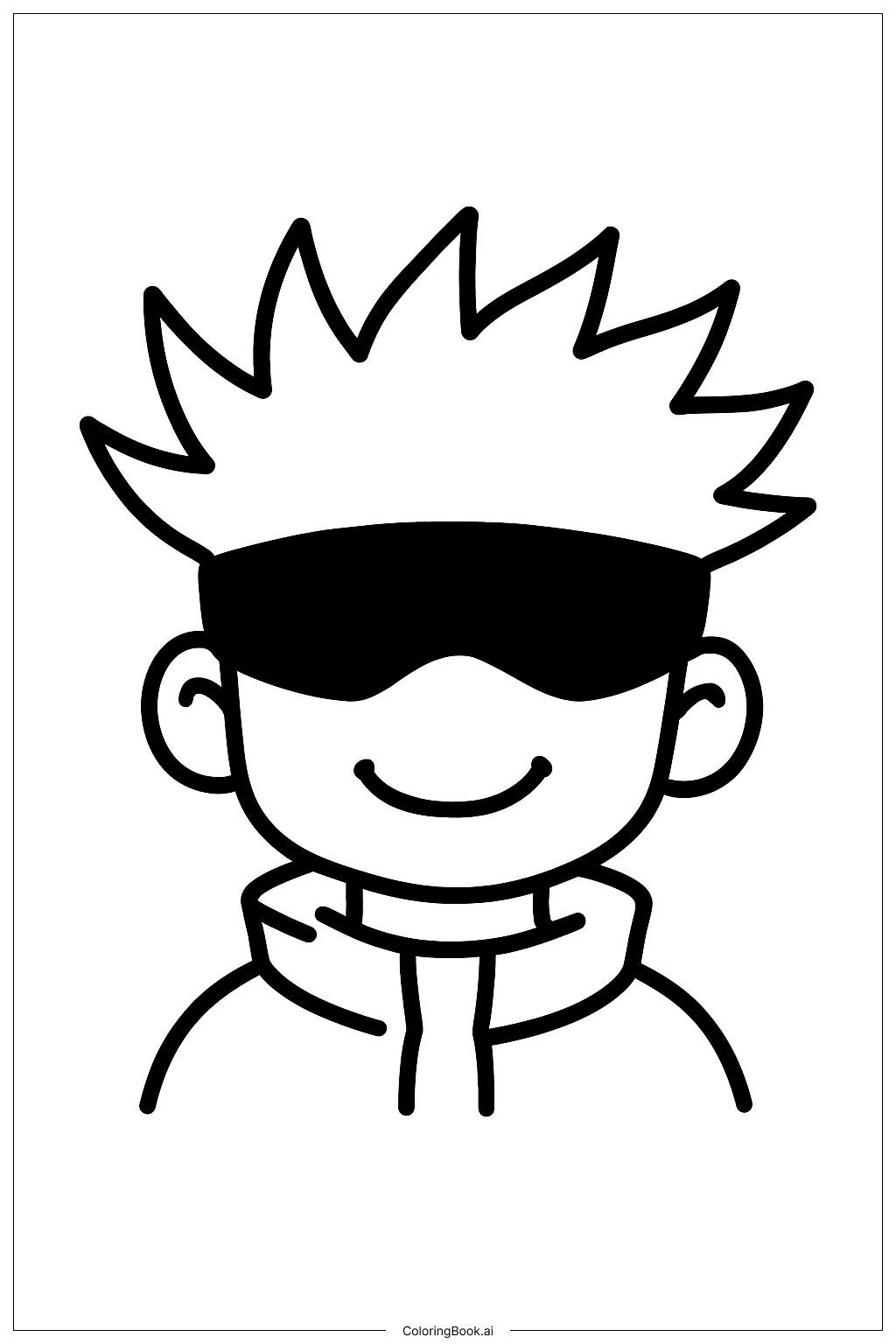  五条微笑脸填色页 