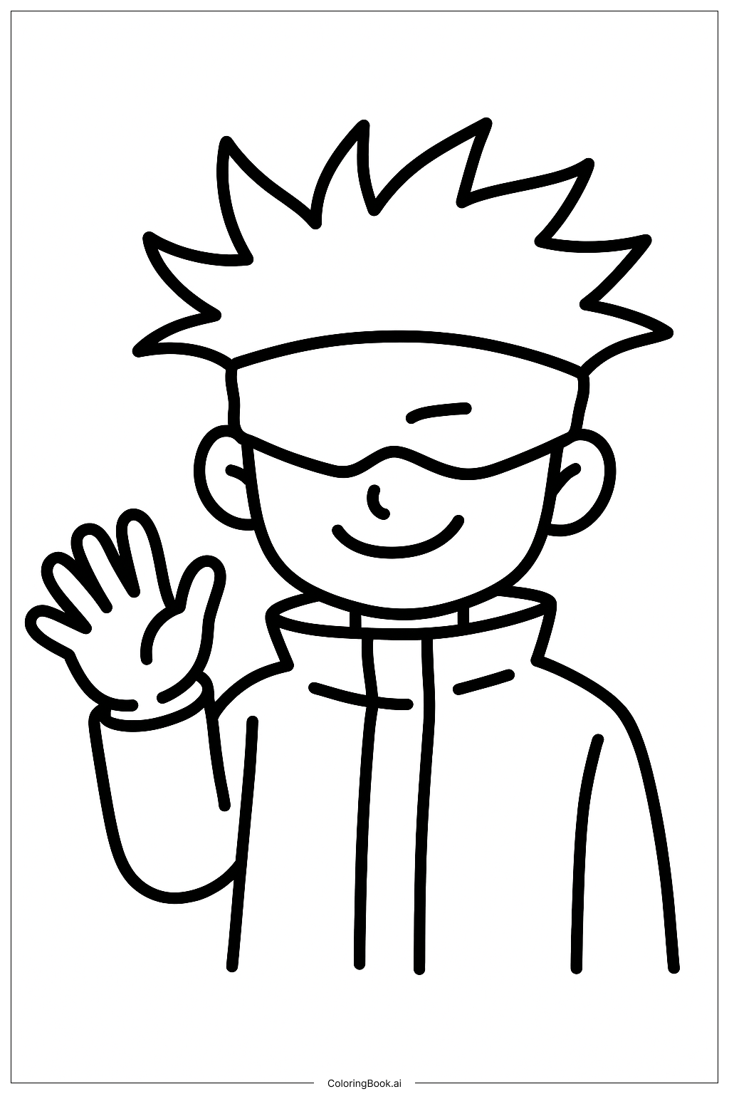 Gojo Waving Hand Coloring Page (Free PDF&PNG Printable)