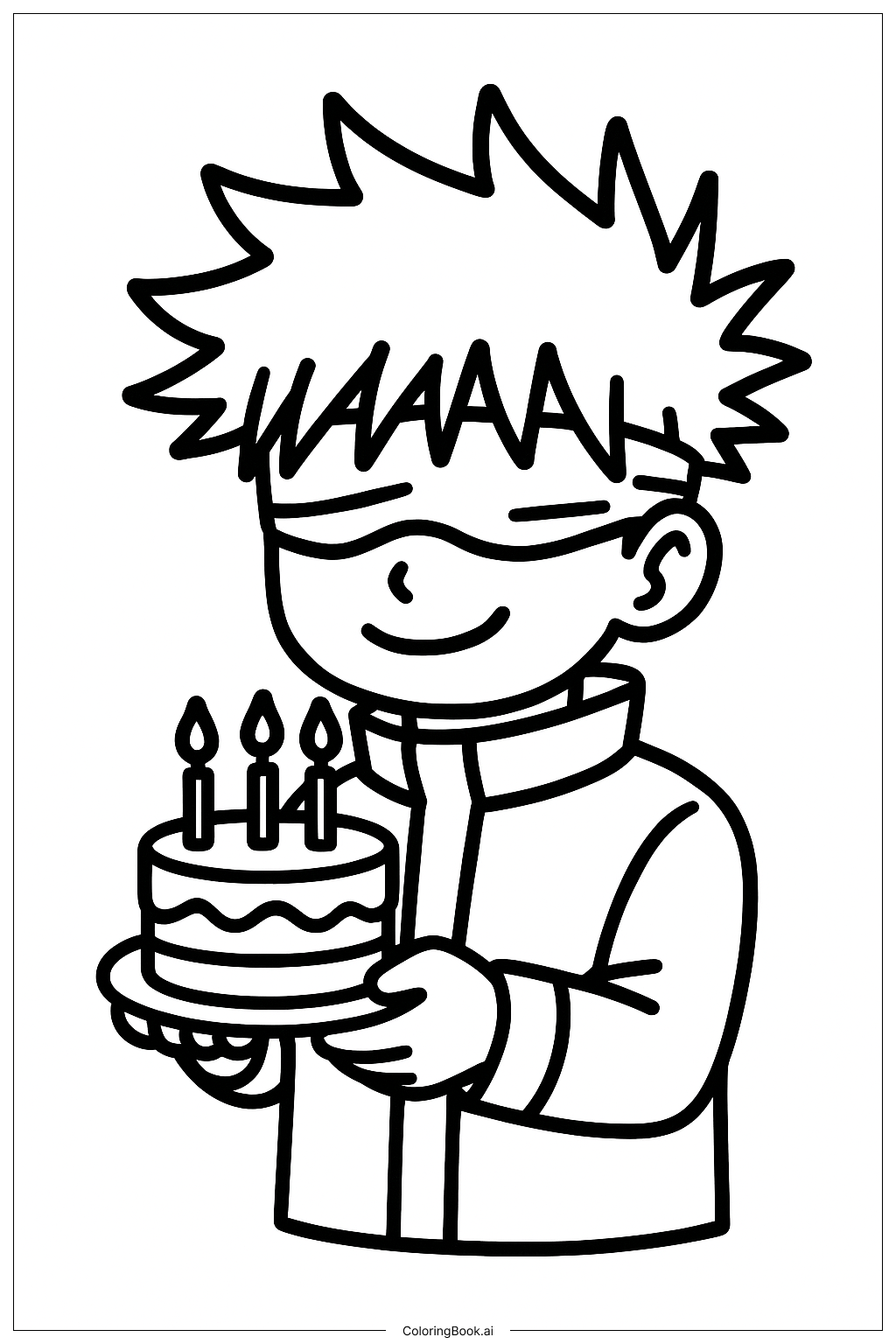  五条带蛋糕填色页 