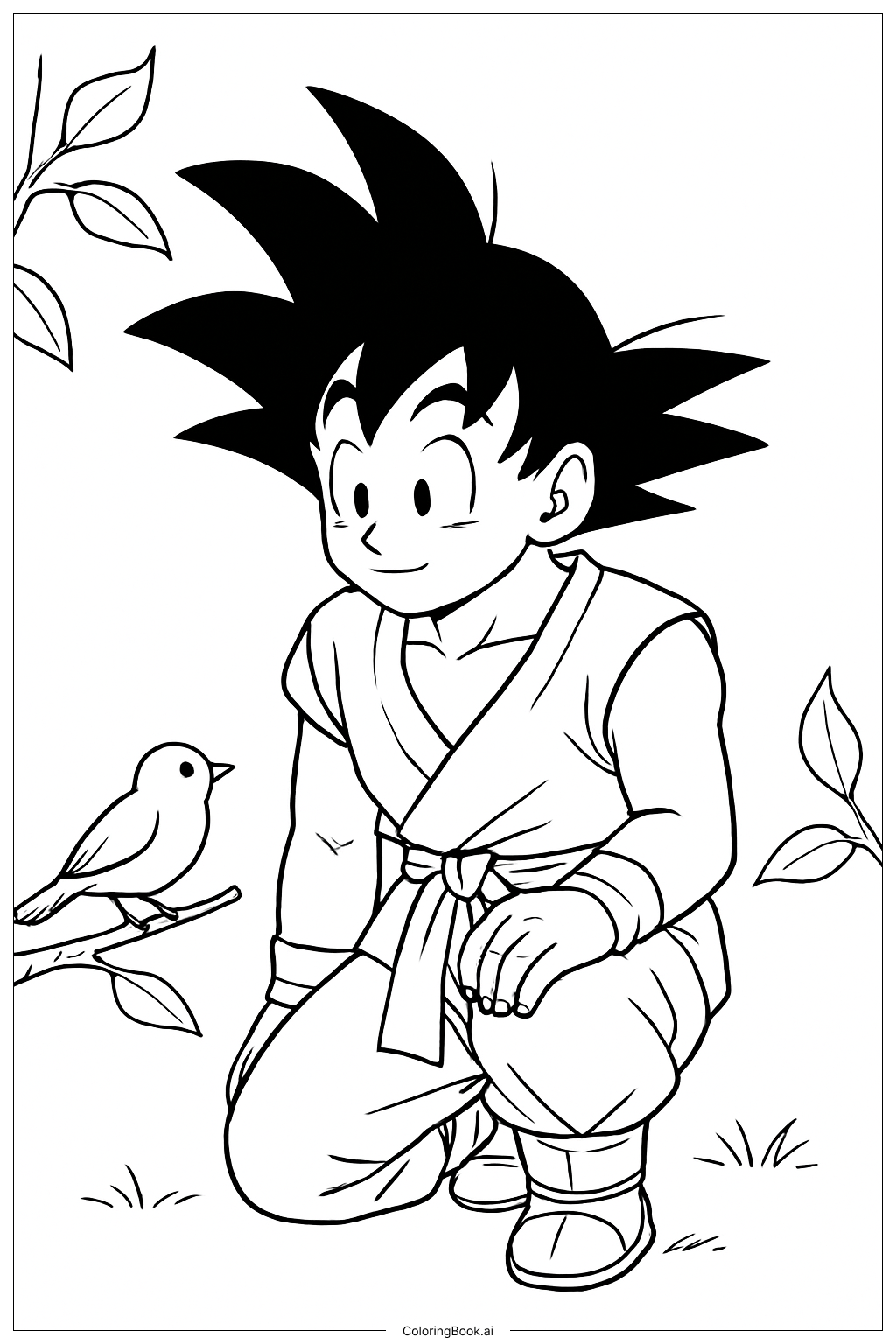  Goku And Little Bird Coloring Page 