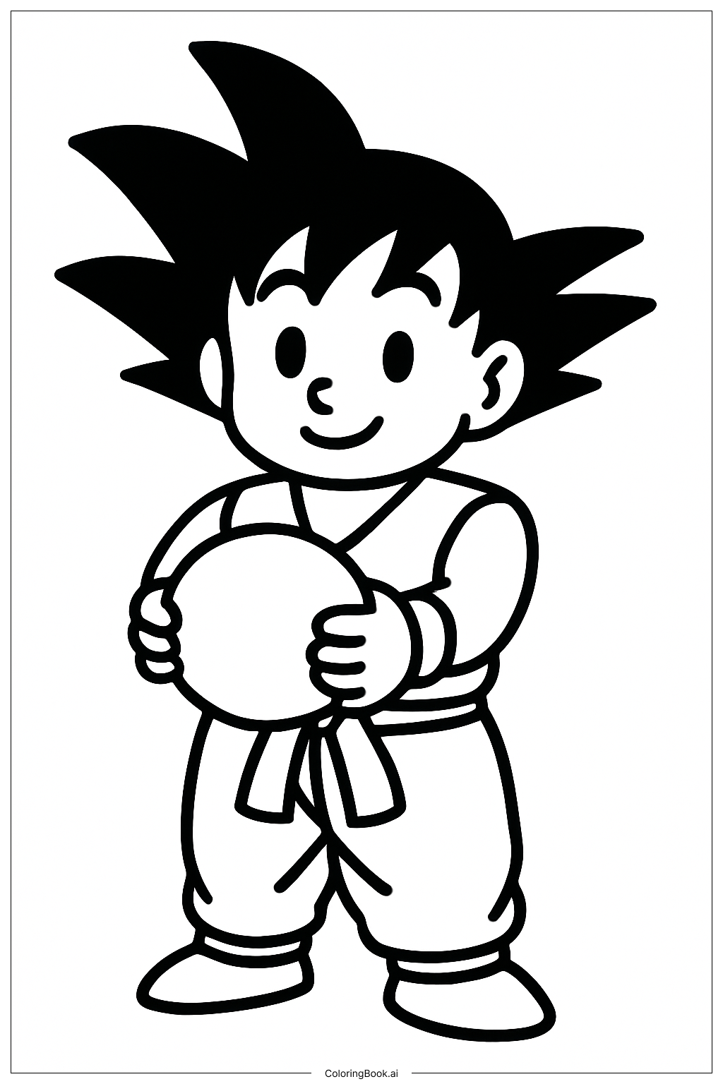  Goku Holding Ball Coloring Page 