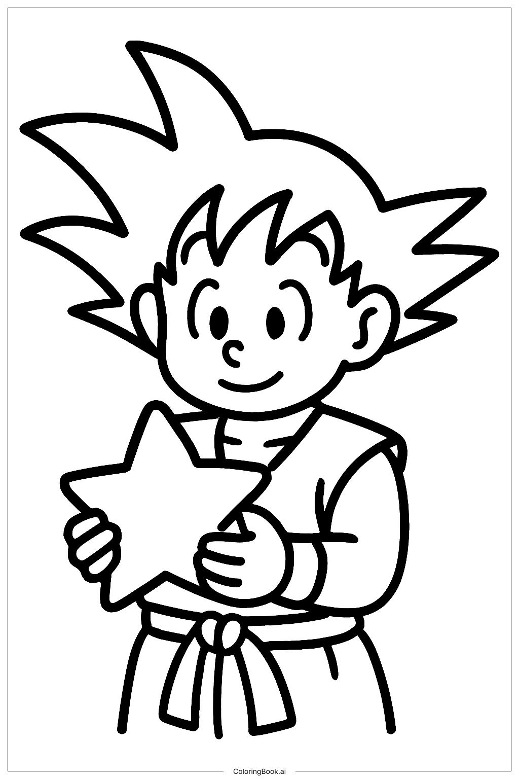  Goku Holding Star Coloring Page 