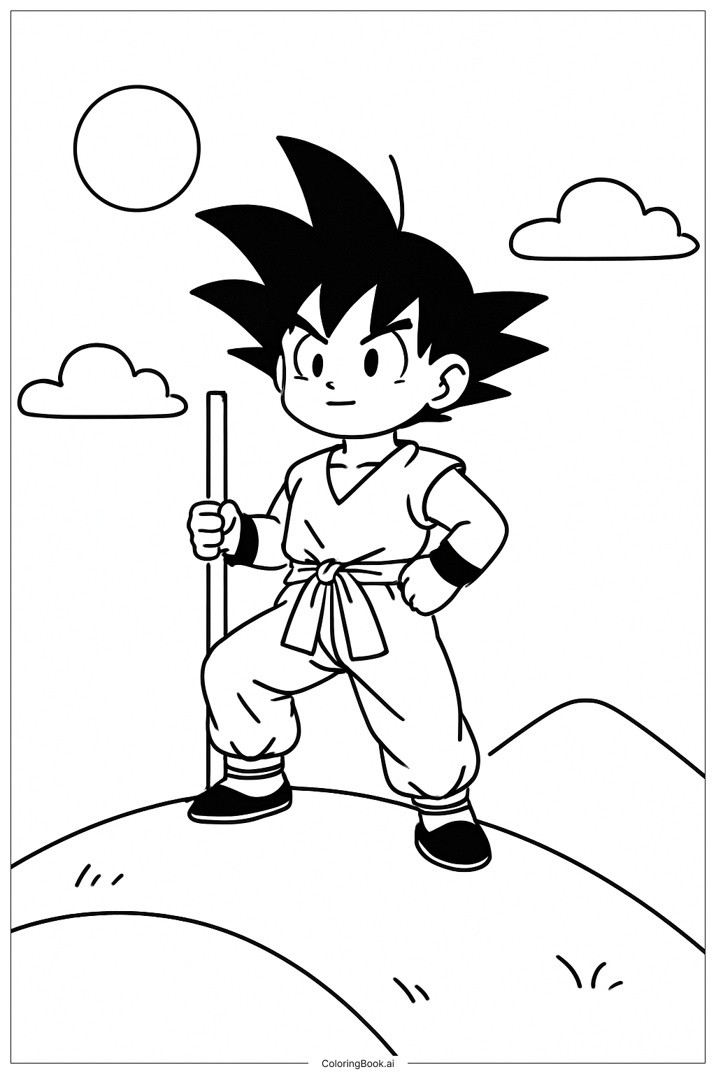  Goku On Small Hill Coloring Page 