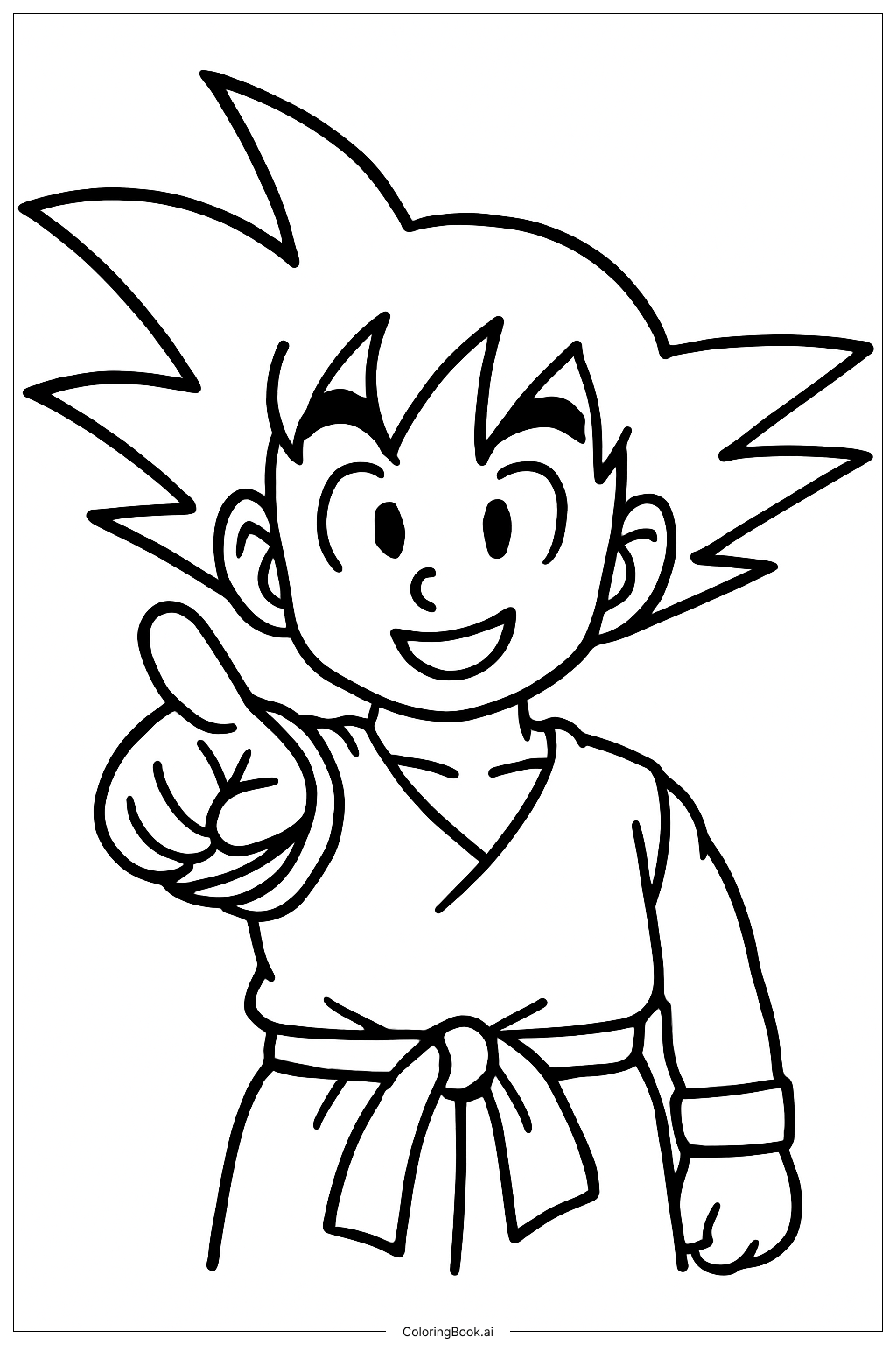  Goku Pointing Forward Coloring Page 