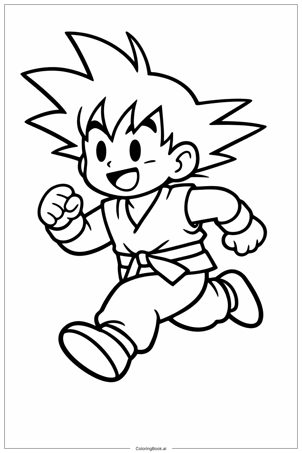  Goku Running Fast Coloring Page 