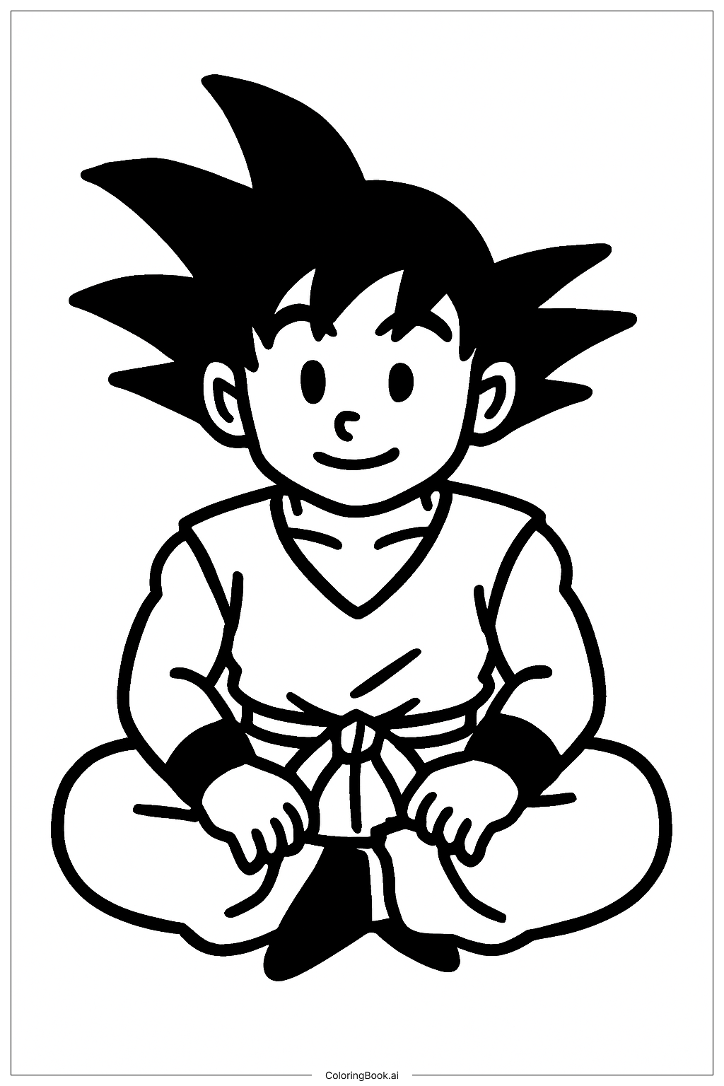  Goku Sitting Calm Coloring Page 