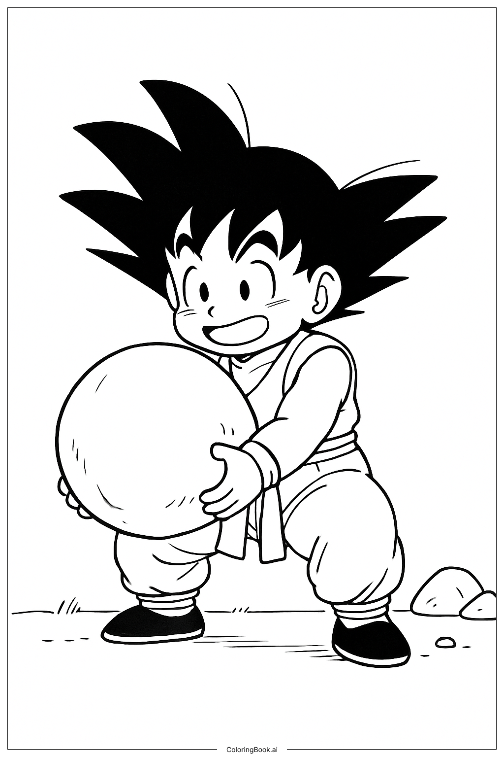  Goku Training With Rock Coloring Page 