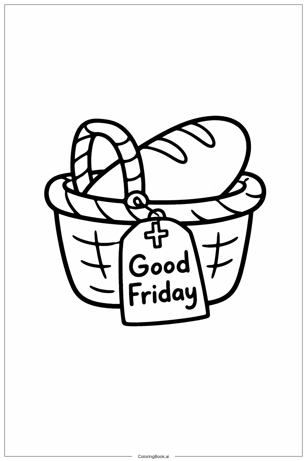  グッドフライデーブレッドバスケットの塗り絵ページ 