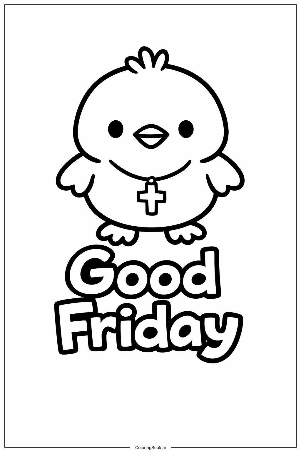  ペンダント付きグッドフライデーのひよこの塗り絵ページ 