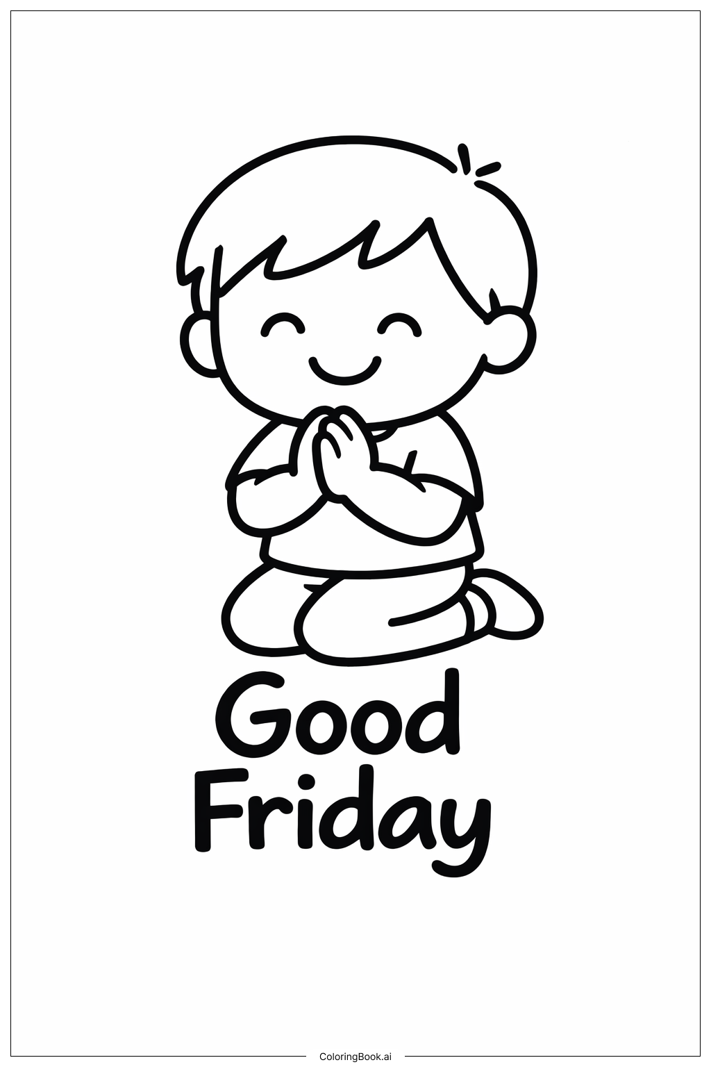  グッドフライデーの子供の祈りの塗り絵ページ 