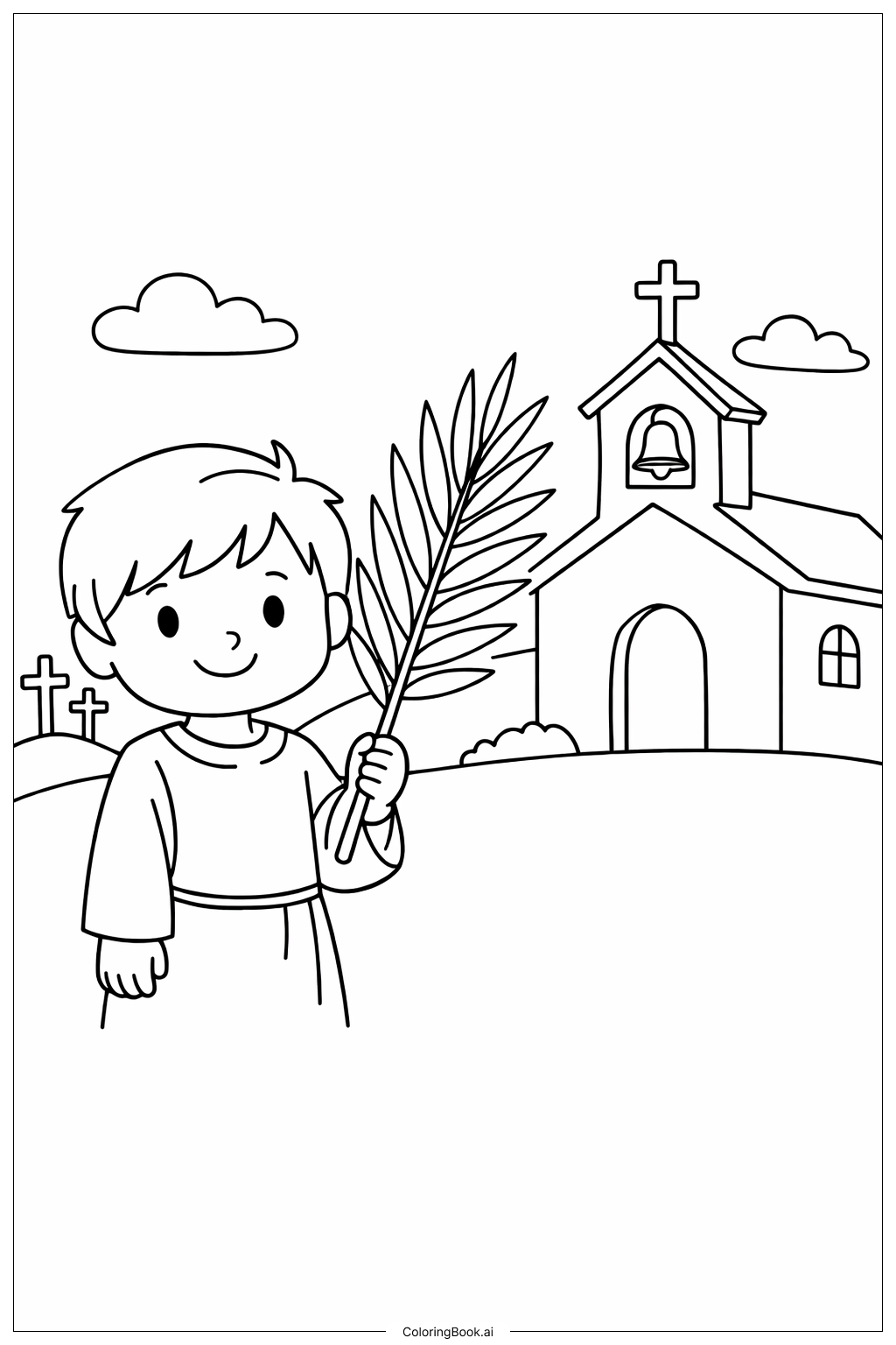  パームのあるグッドフライデーの子どもの塗り絵ページ 