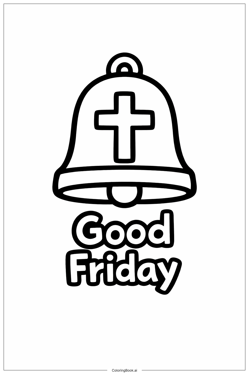  聖金曜日の教会の鐘の塗り絵ページ 
