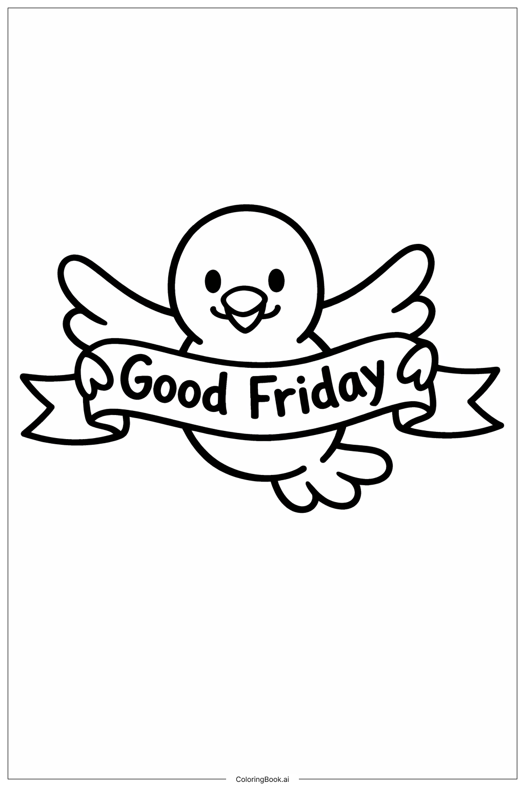  リボン付きグッドフライデーのハトの塗り絵ページ 