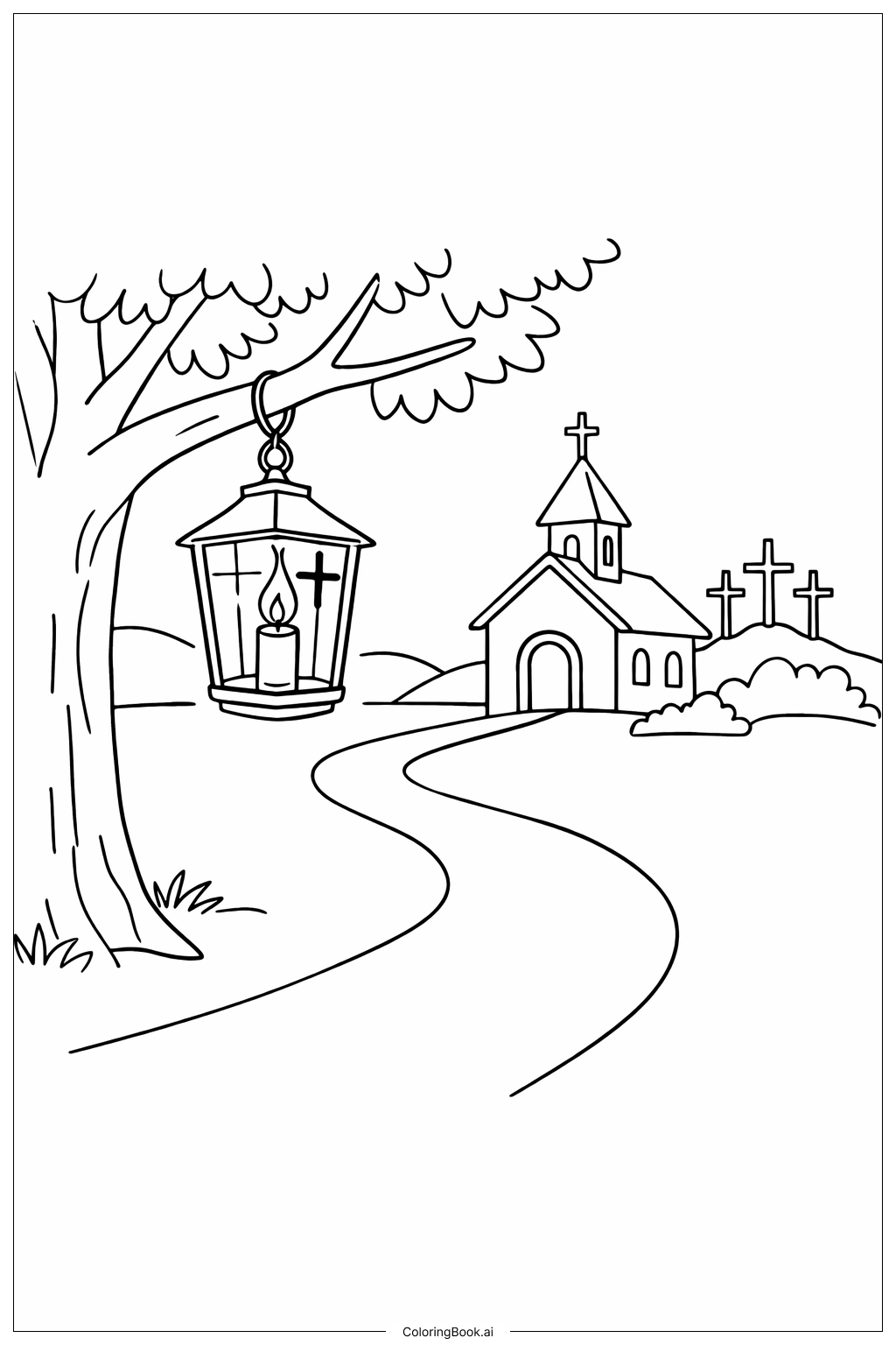  チャペルによるグッドフライデーランタンの塗り絵ページ 