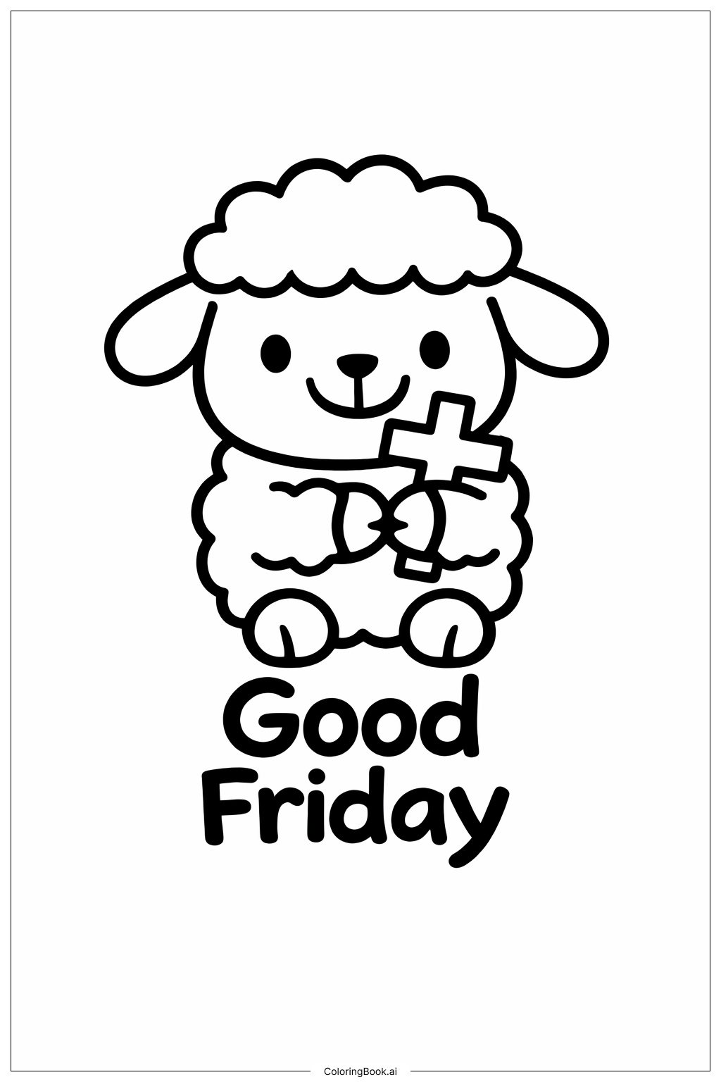  グッドフライデーの小羊の塗り絵ページ 