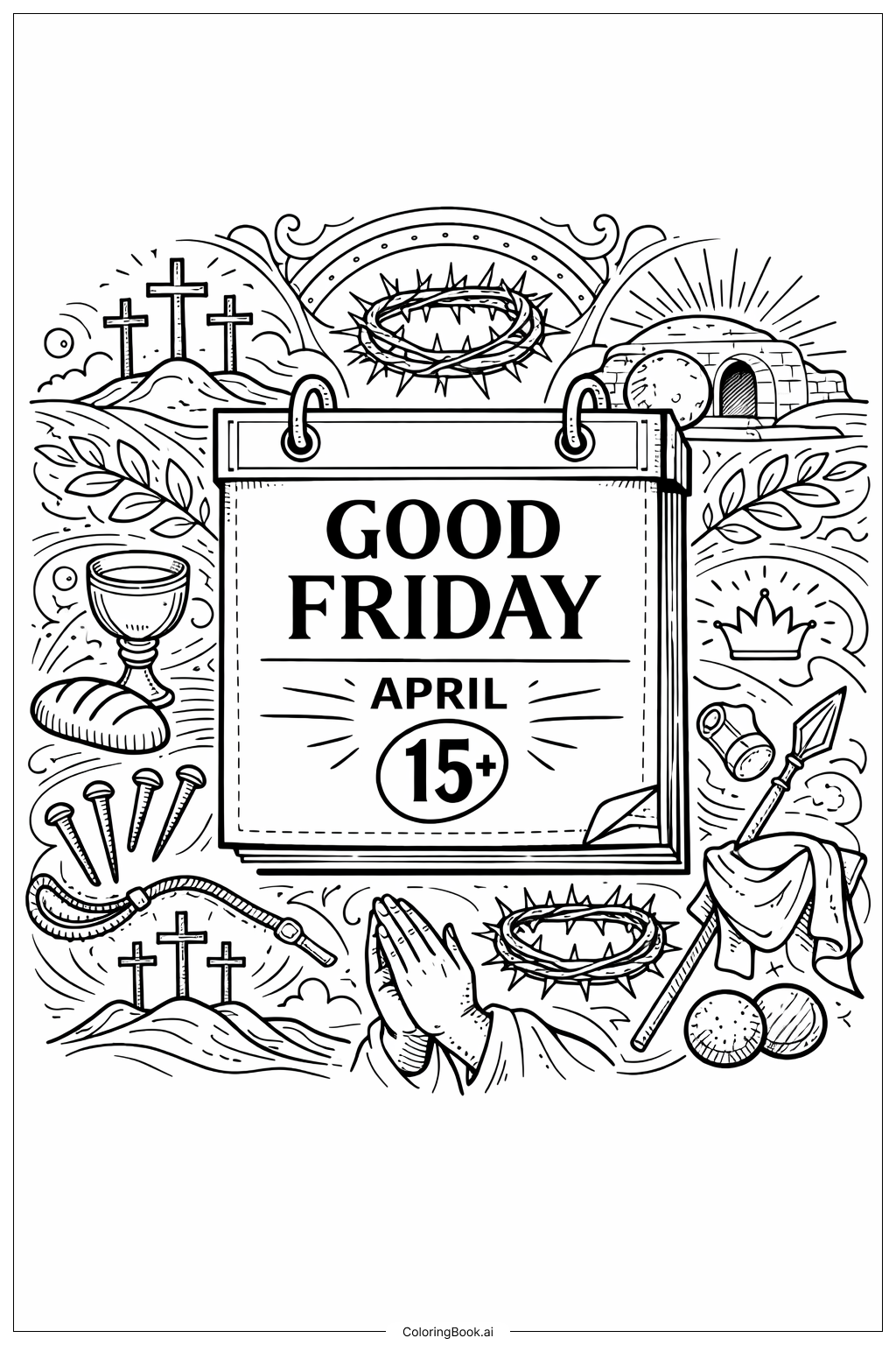 グッドフライデーのマークされたカレンダーページ