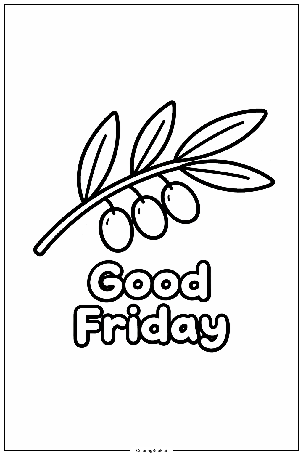  グッドフライデーのオリーブの枝の塗り絵ページ 