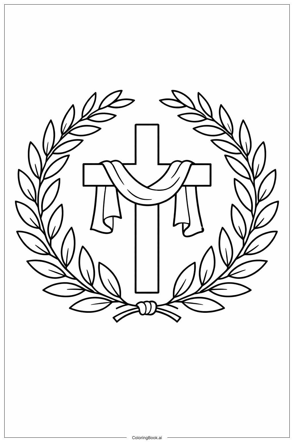  グッド・フライデーのオリーブリースの塗り絵ページ 