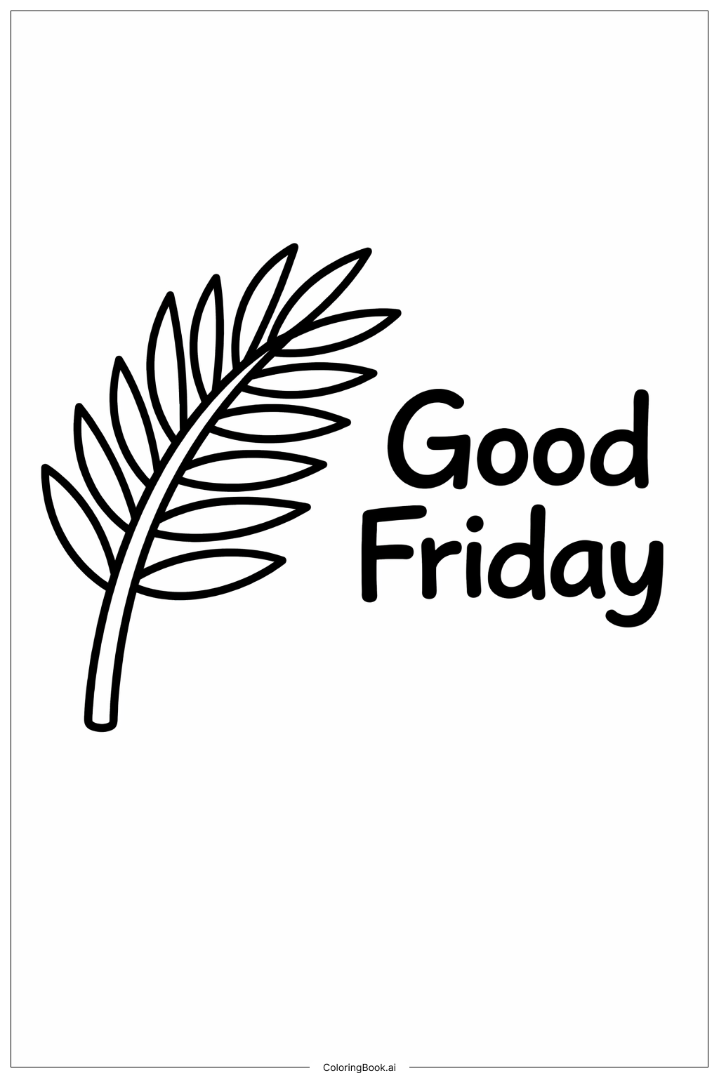  聖金曜日のヤシの枝の塗り絵ページ 