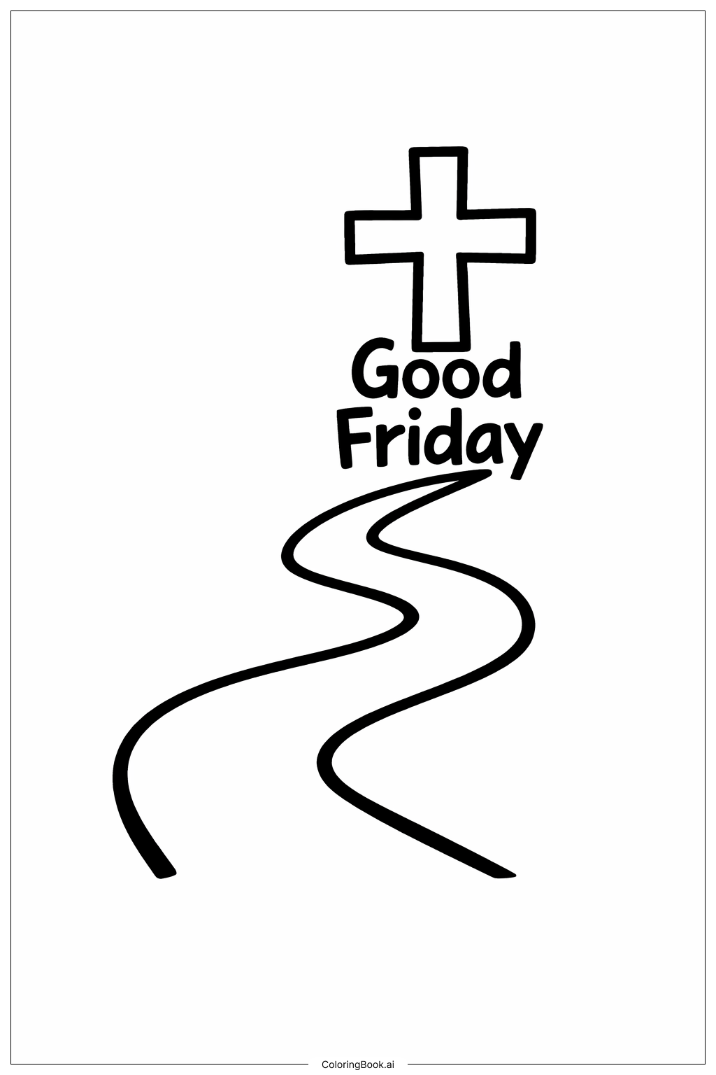  グッドフライデー十字架への道の塗り絵ページ 