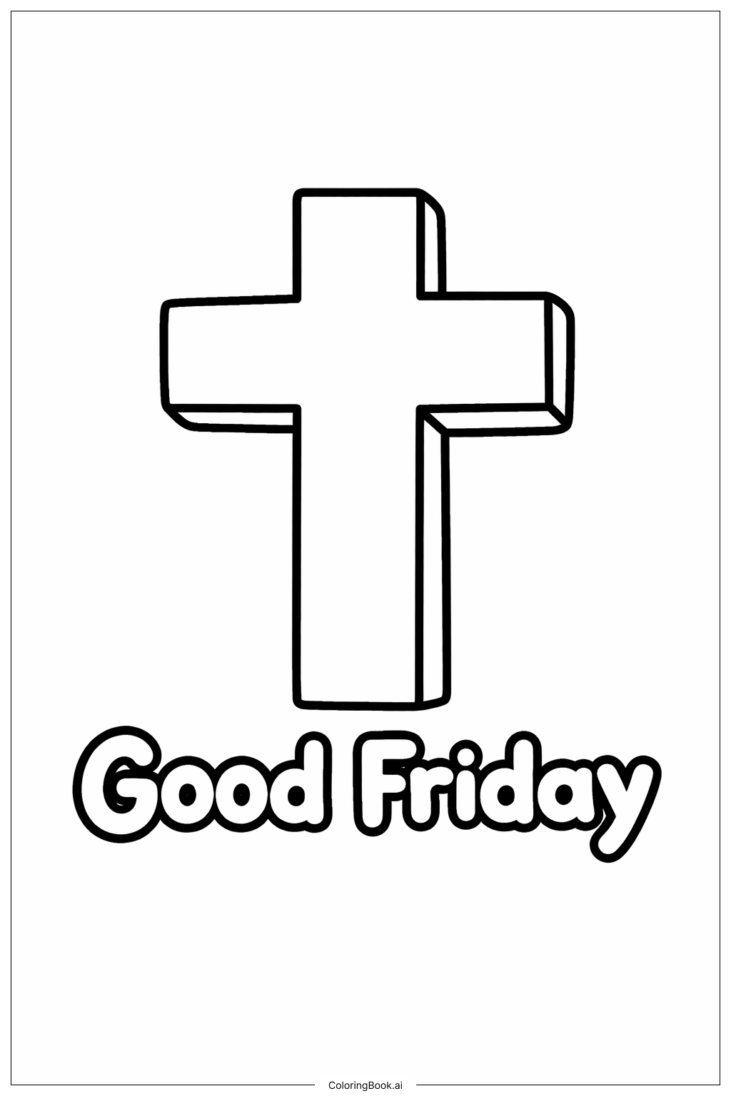  グッド・フライデーのシンプルな十字架の塗り絵ページ 