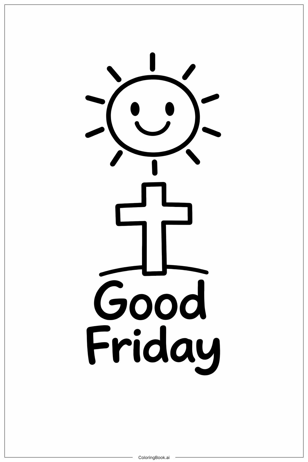  グッドフライデー 太陽と十字架の塗り絵ページ 