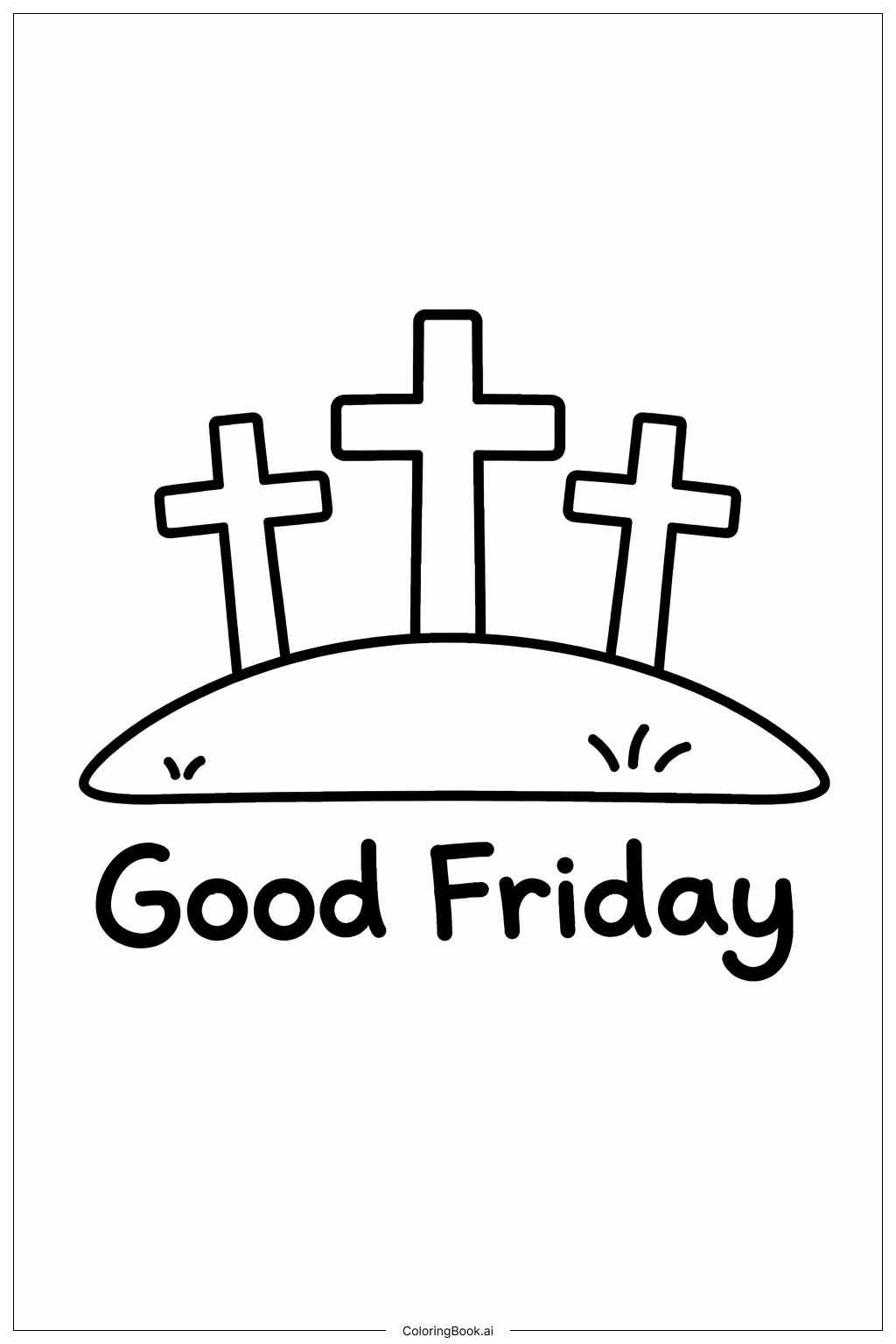  グッドフライデーの三つの十字架の塗り絵ページ 