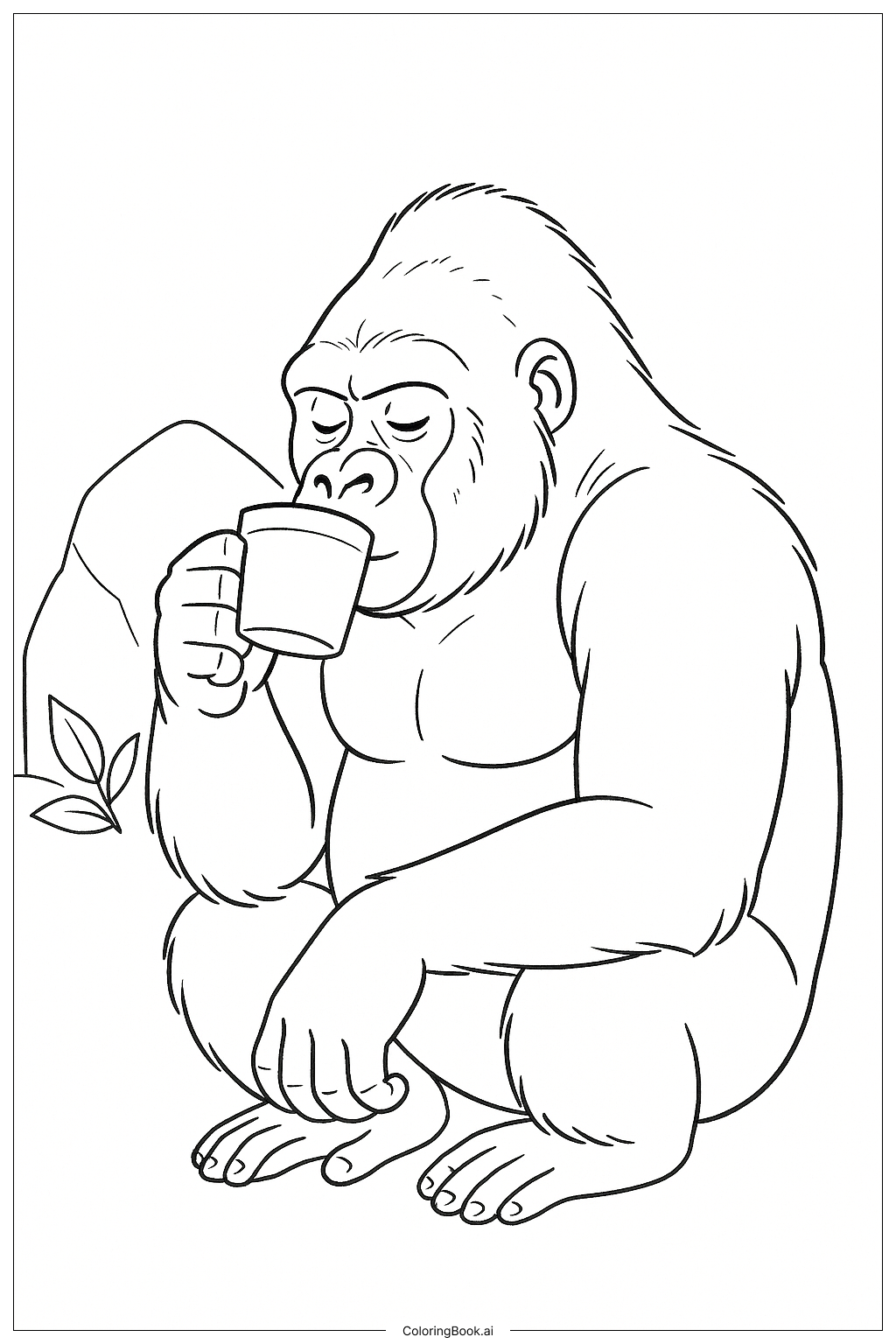  Gorilla Drinking Water Coloring Page 