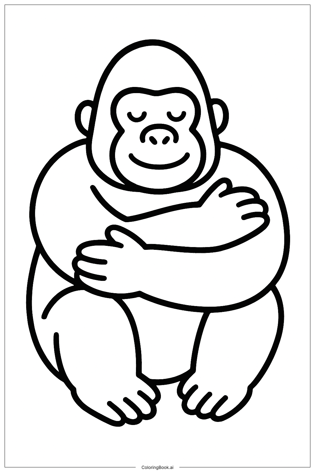 Trang tô màu Tư thế Ôm Con Khỉ Đột