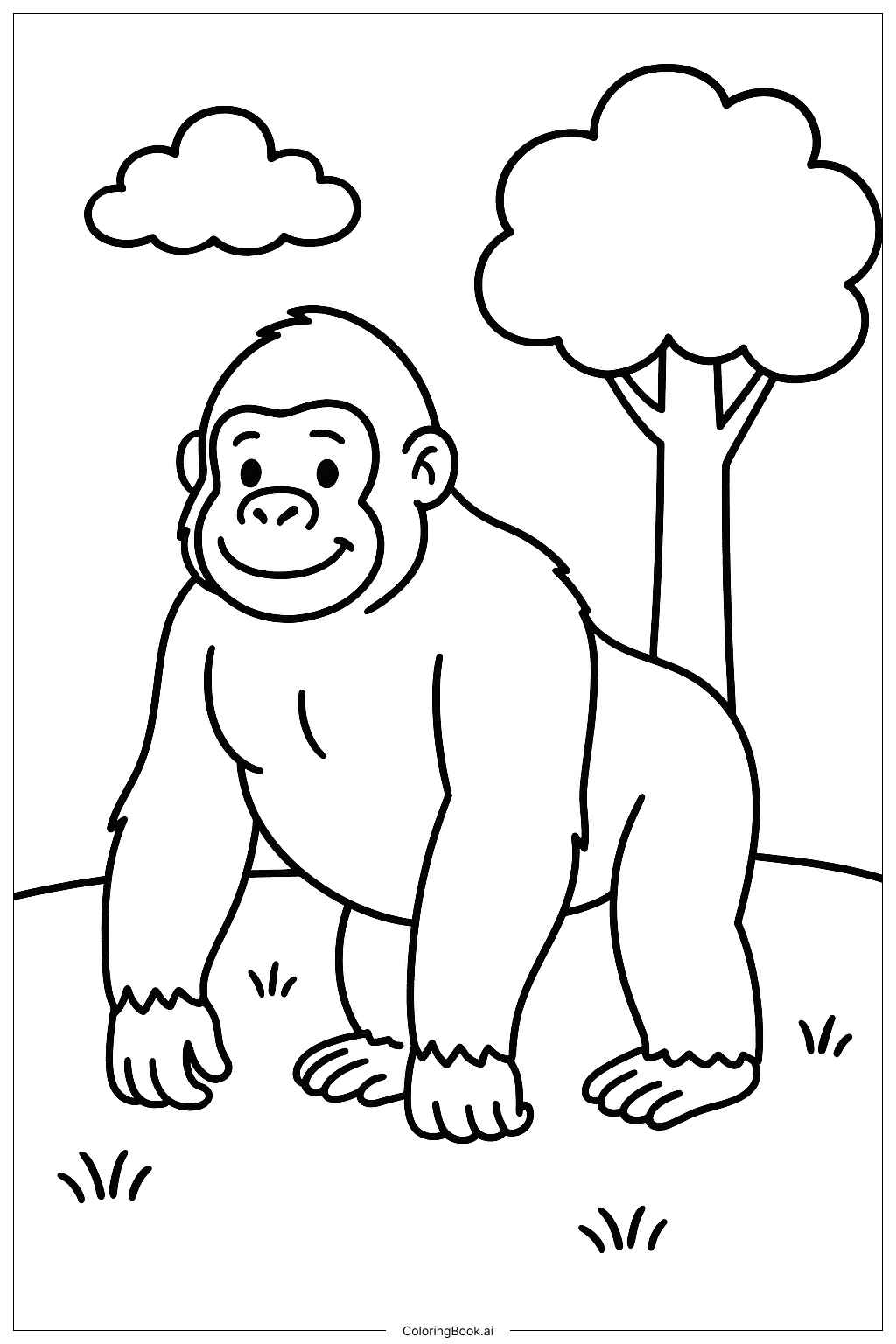  Gorilla In Jungle Clearing Coloring Page 
