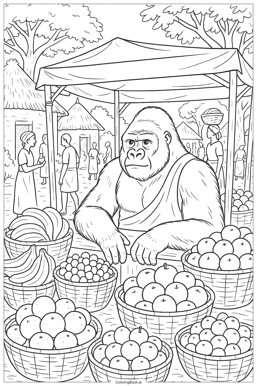  Gorilla Coloring Page 