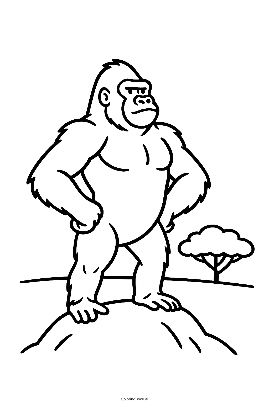 Gorilla Standing Proud Coloring Page