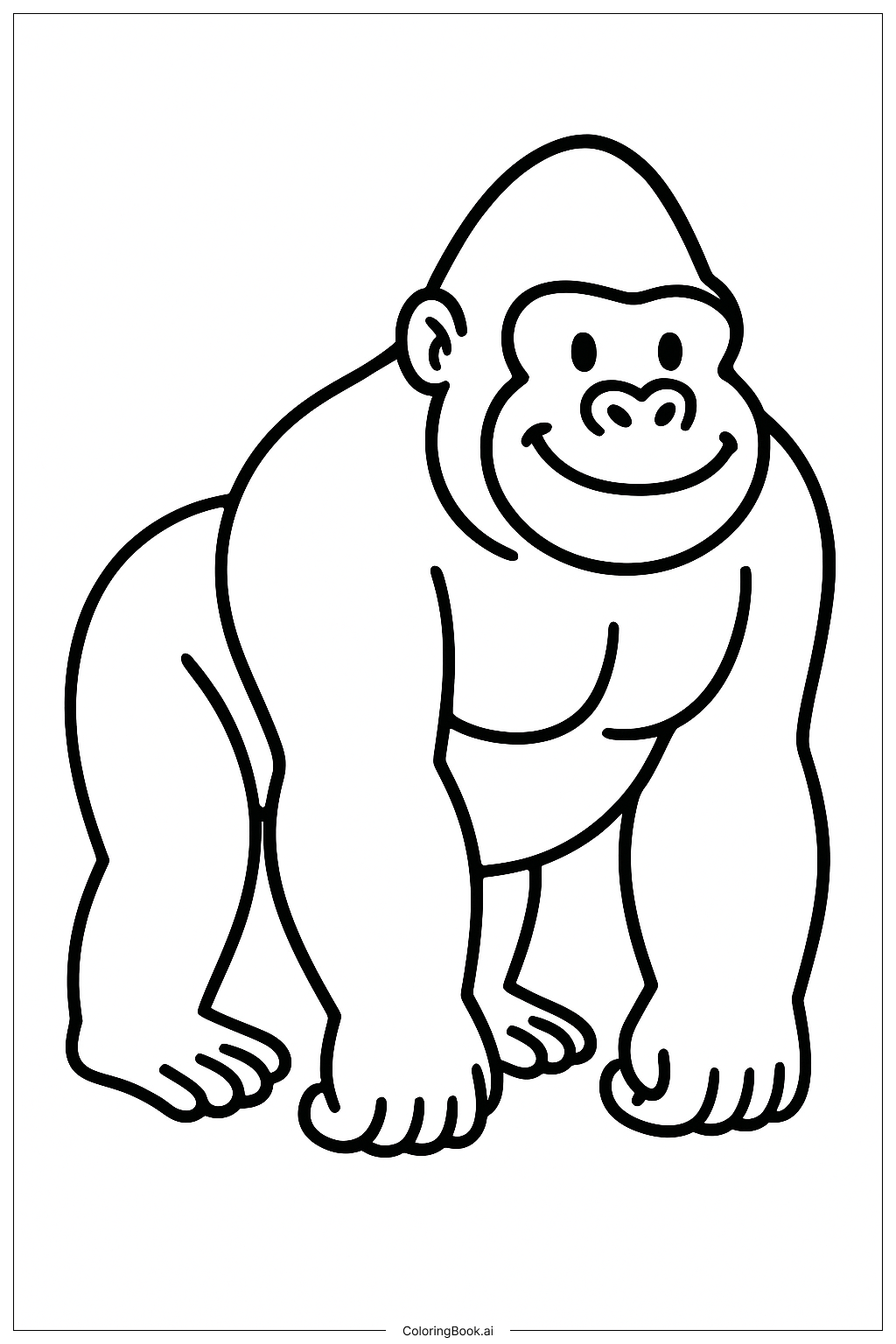 Trang tô màu Gorilla Đứng Cười